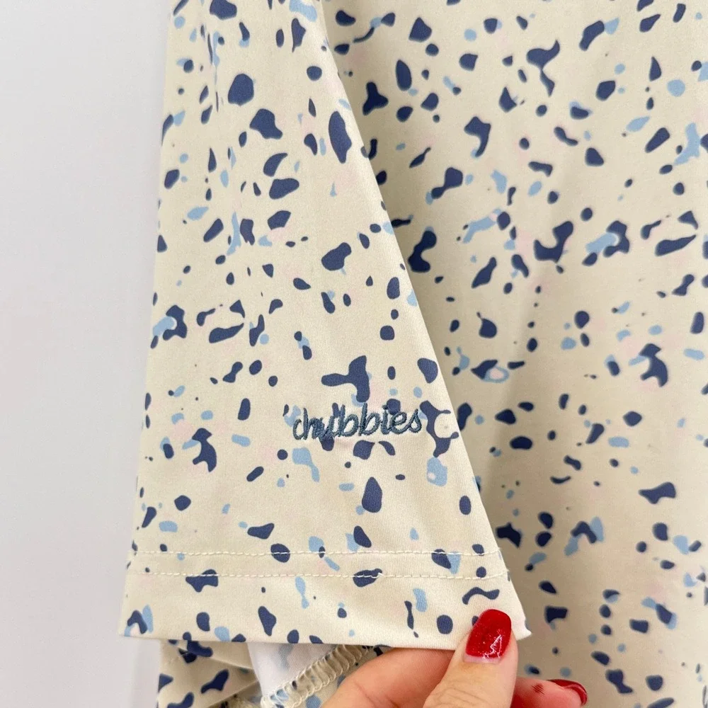 Chubbies Mens Golf Polo‎ Shirt The Terrazzo Short Sleeve Button Up Large White